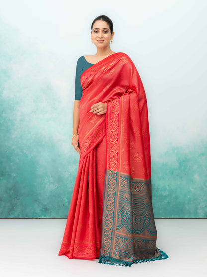 Rust Poly Silk Saree