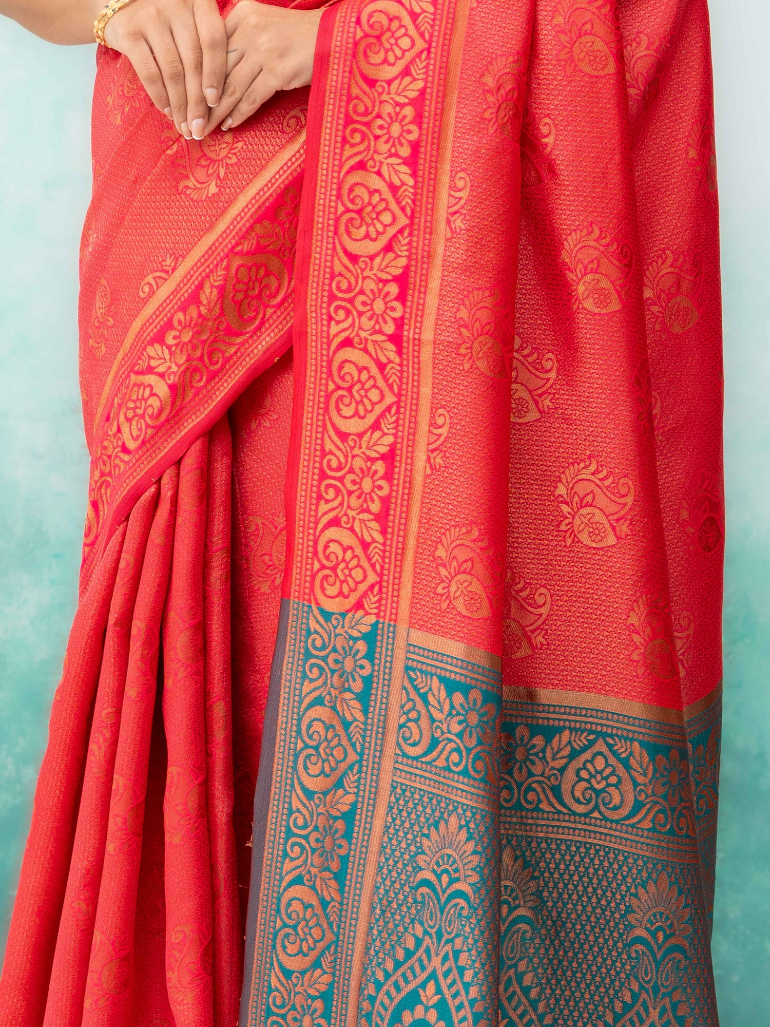 Rust Poly Silk Saree
