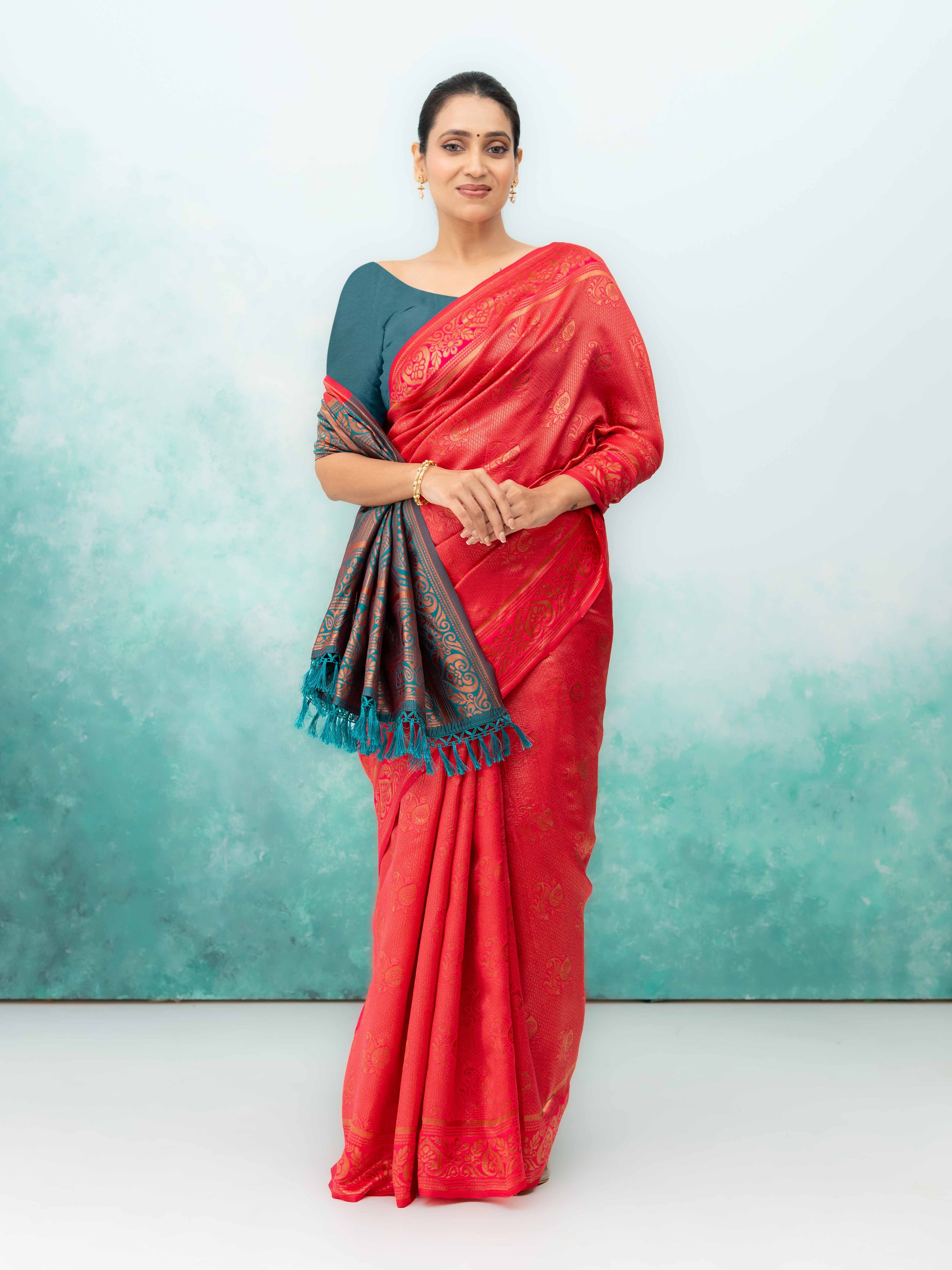 Rust Poly Silk Saree