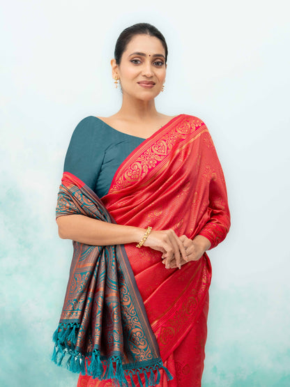 Rust Poly Silk Saree