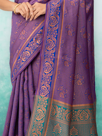 Purple Poly Silk Saree