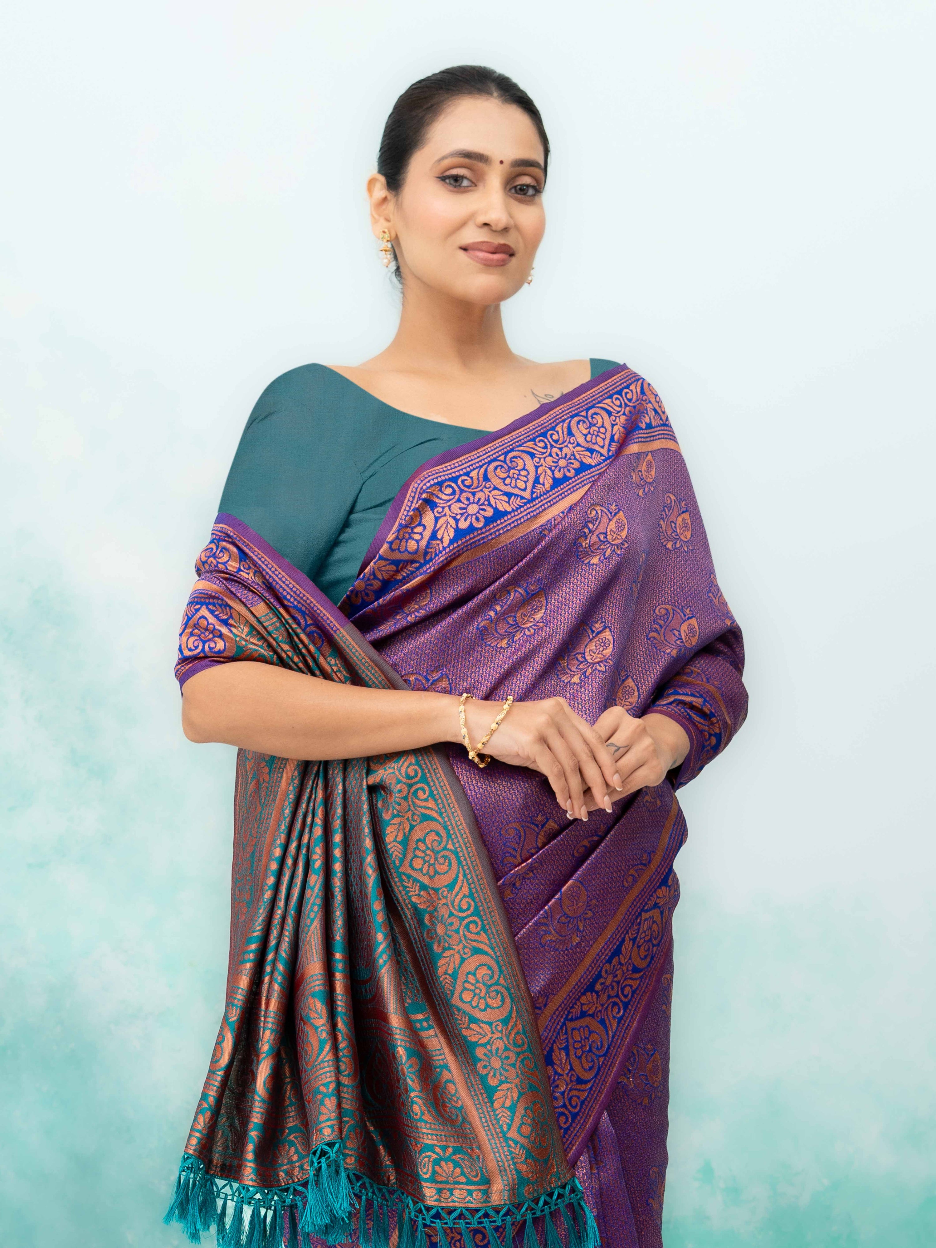 Purple Poly Silk Saree