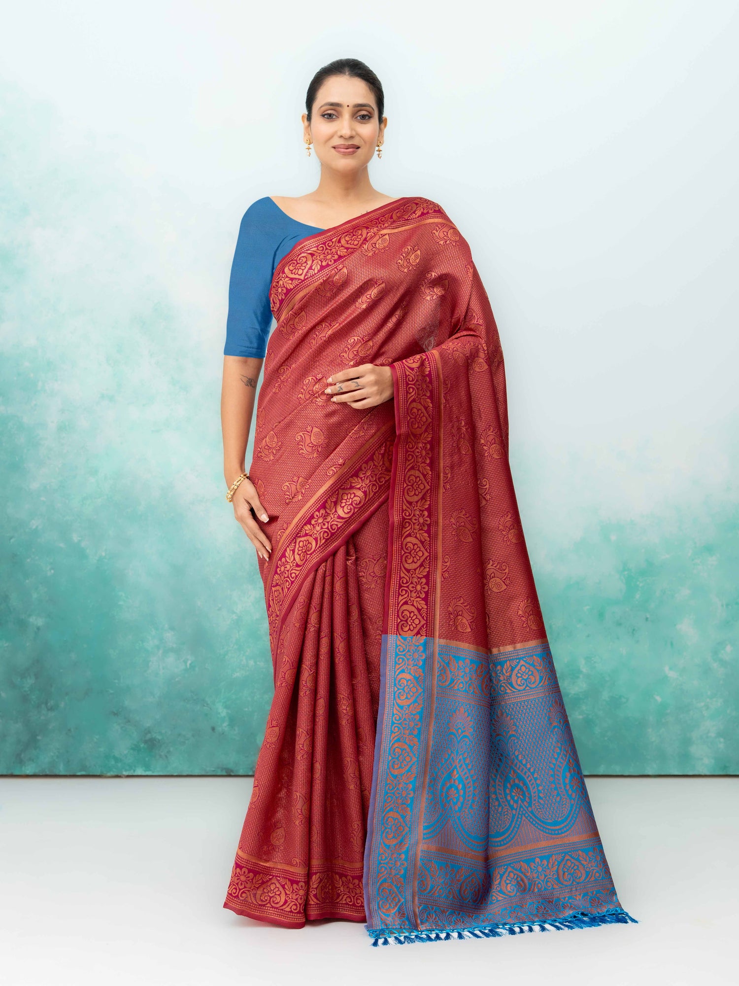 Maroon Poly Silk Saree