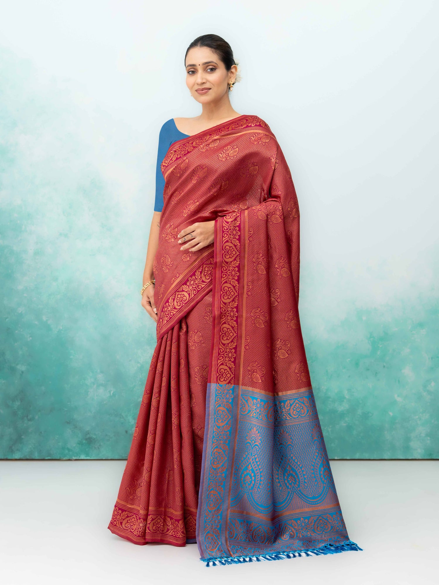 Maroon Poly Silk Saree