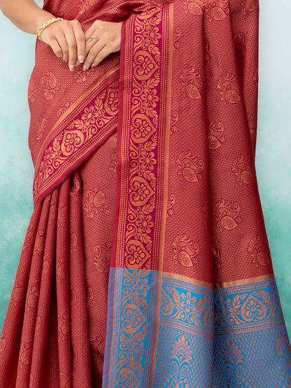 Maroon Poly Silk Saree