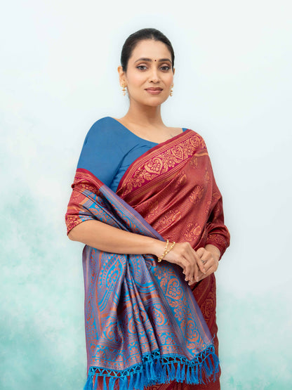 Maroon Poly Silk Saree