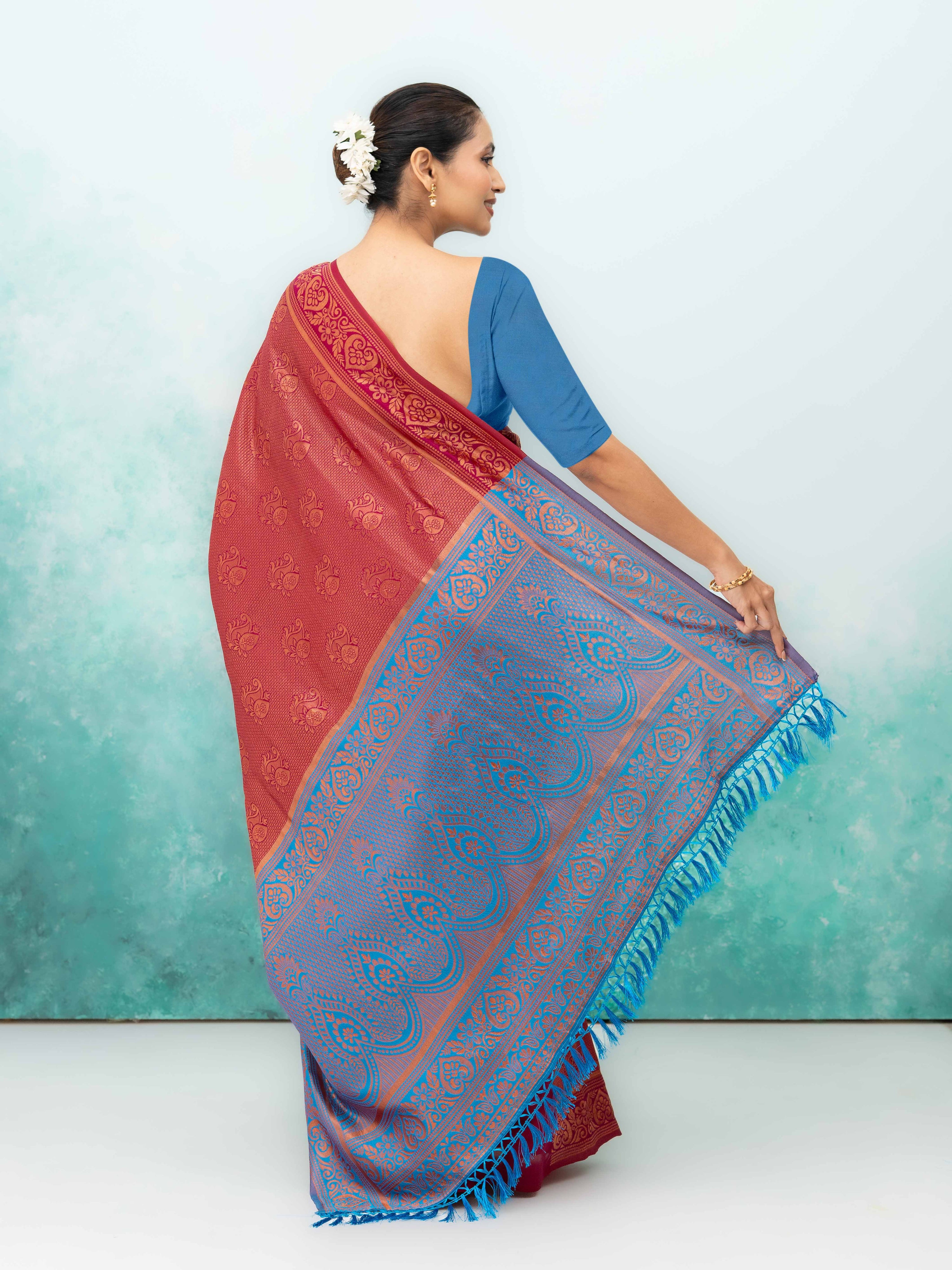 Maroon Poly Silk Saree