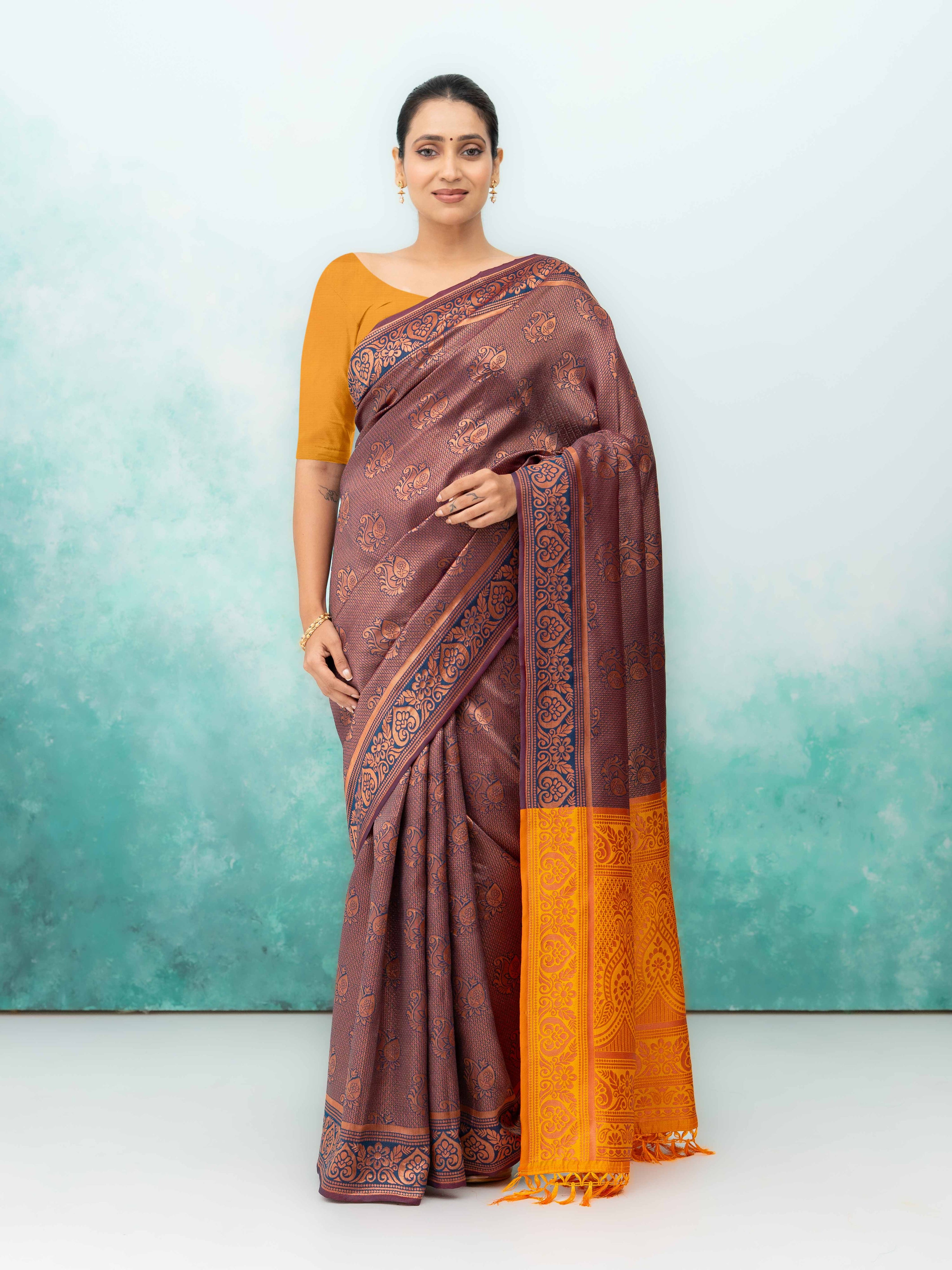 Baingani Poly Silk Saree