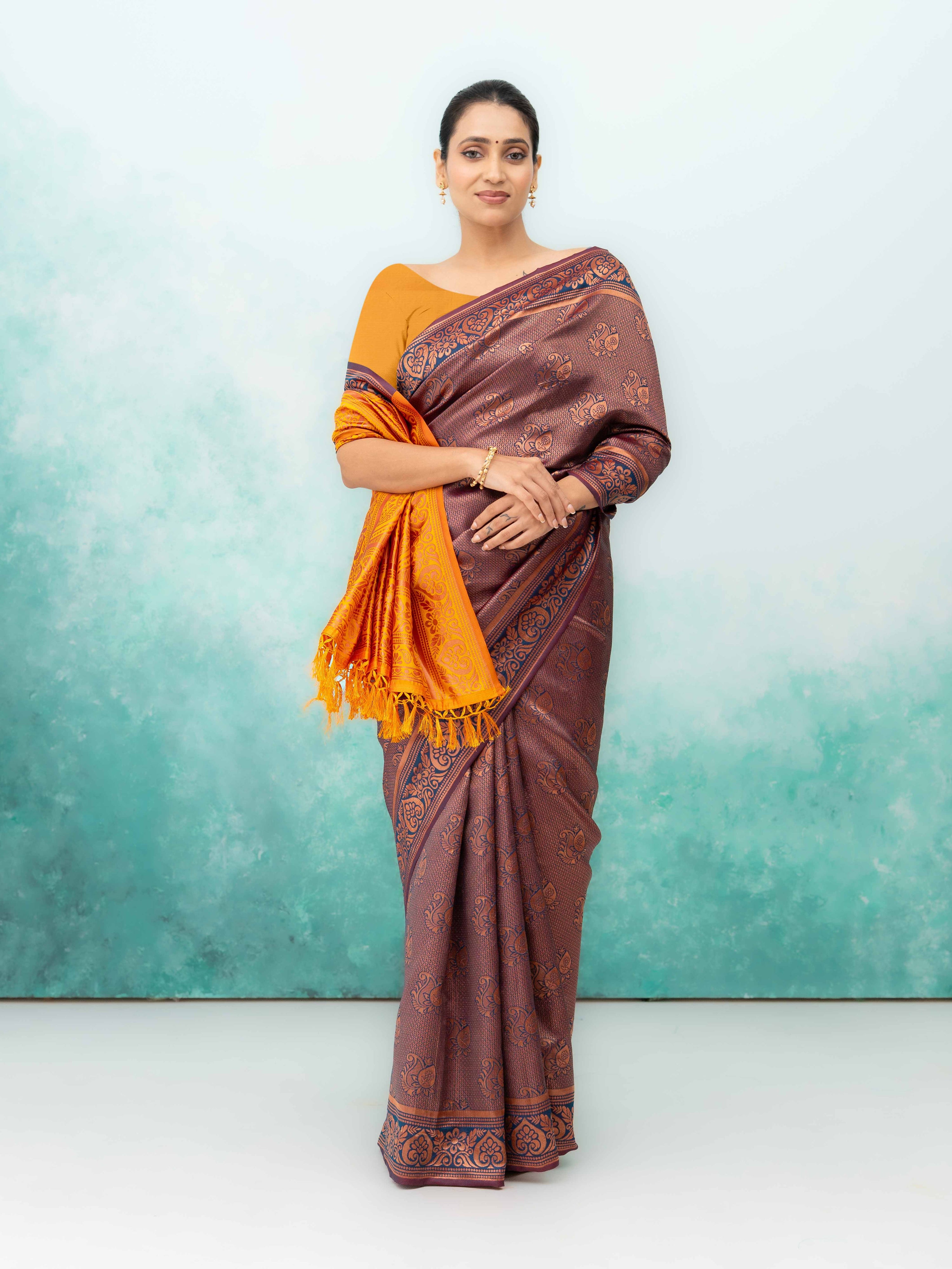 Baingani Poly Silk Saree