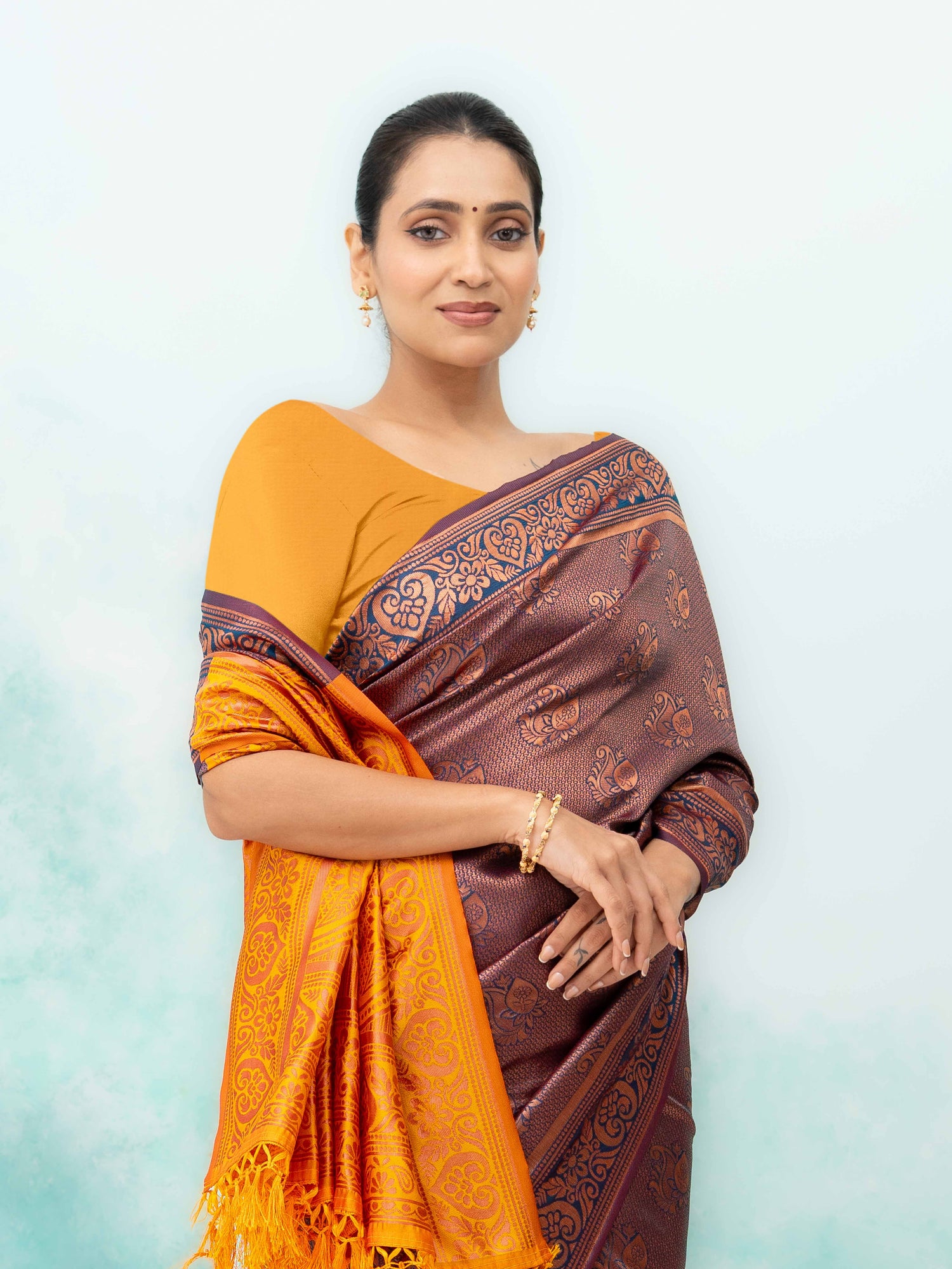 Baingani Poly Silk Saree