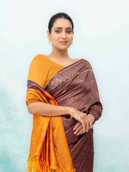 Baingani Poly Silk Saree