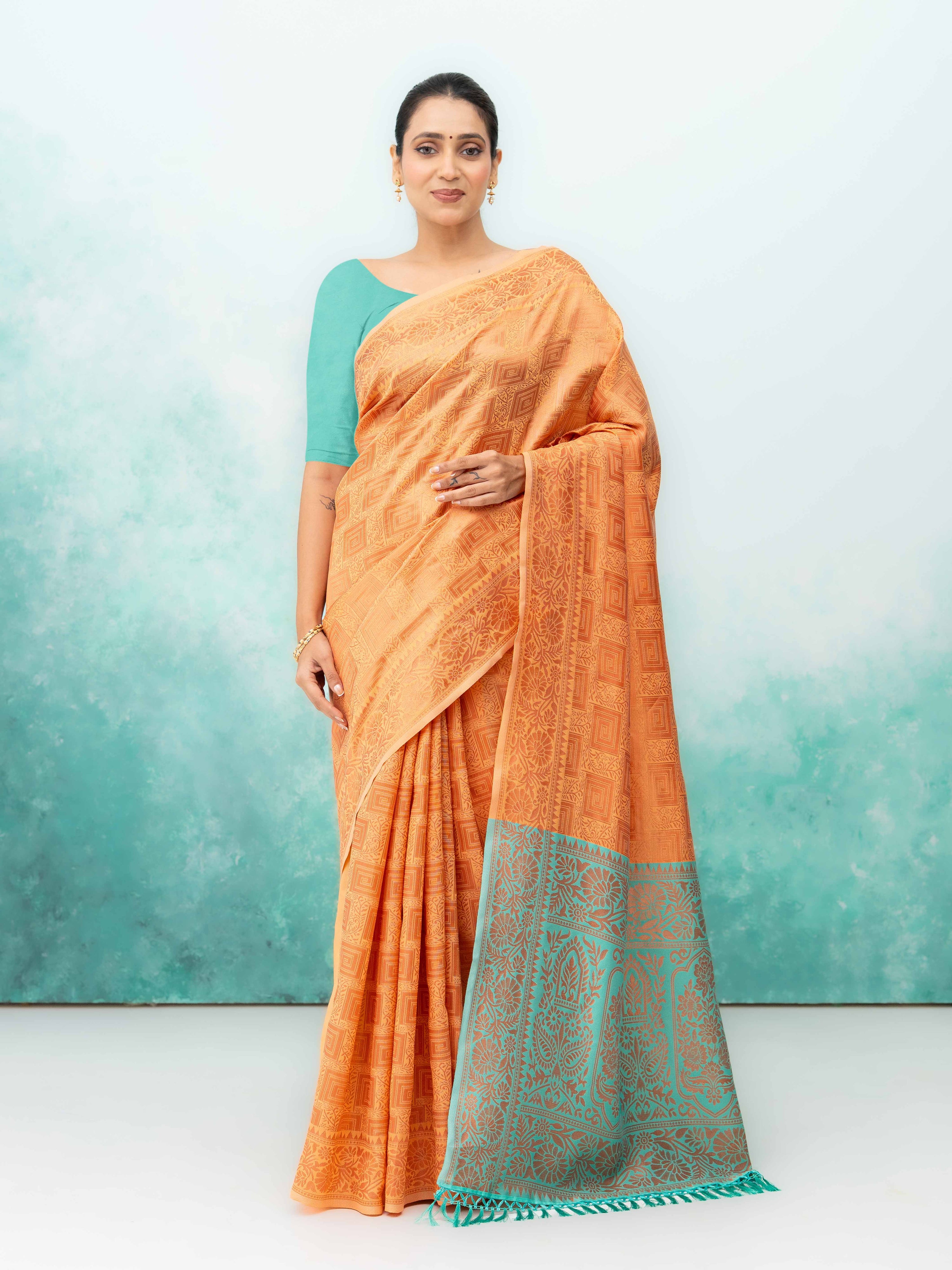 Mustard Yellow Poly Silk Saree