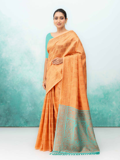 Mustard Yellow Poly Silk Saree
