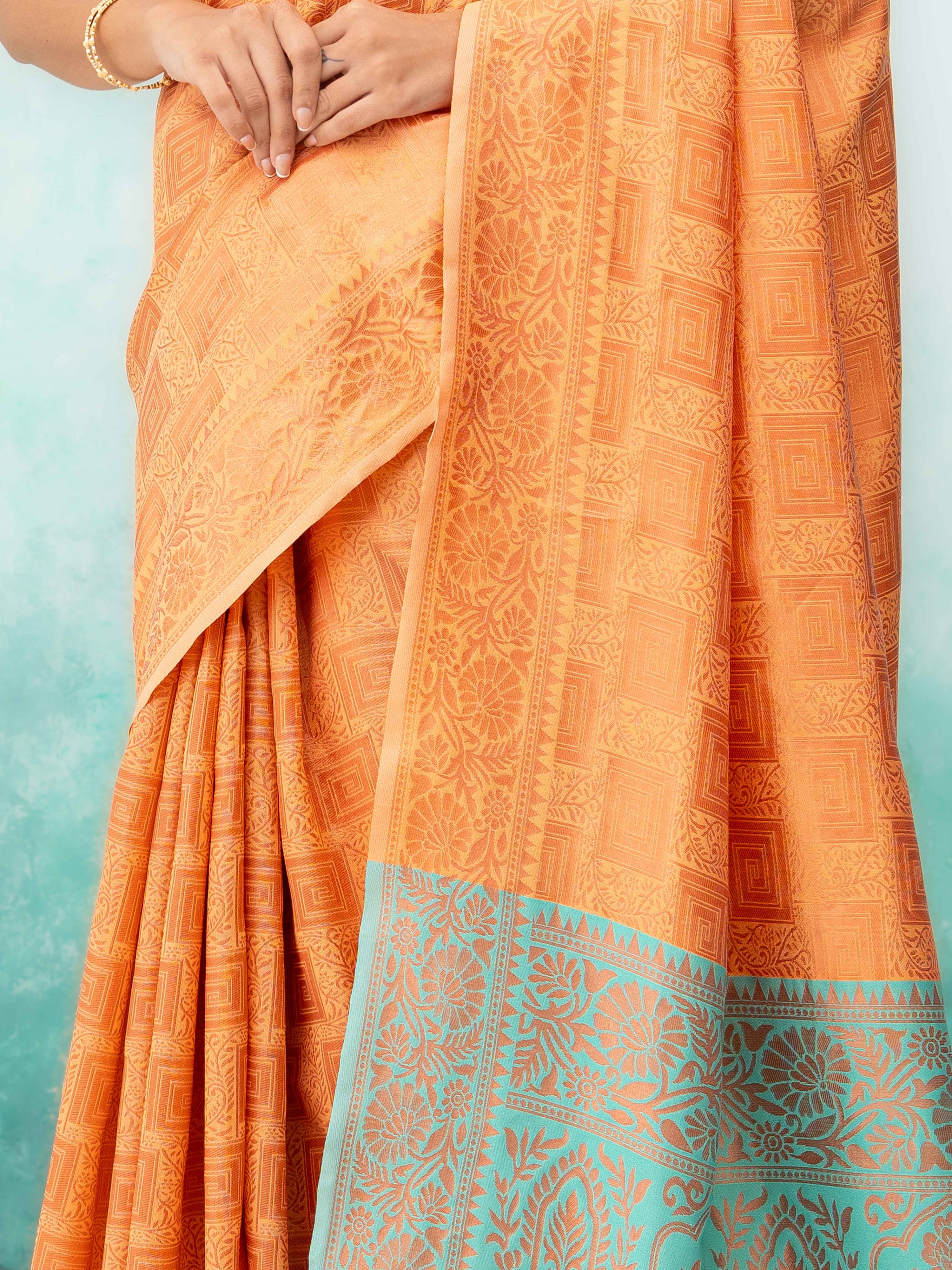Mustard Yellow Poly Silk Saree
