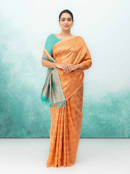 Mustard Yellow Poly Silk Saree