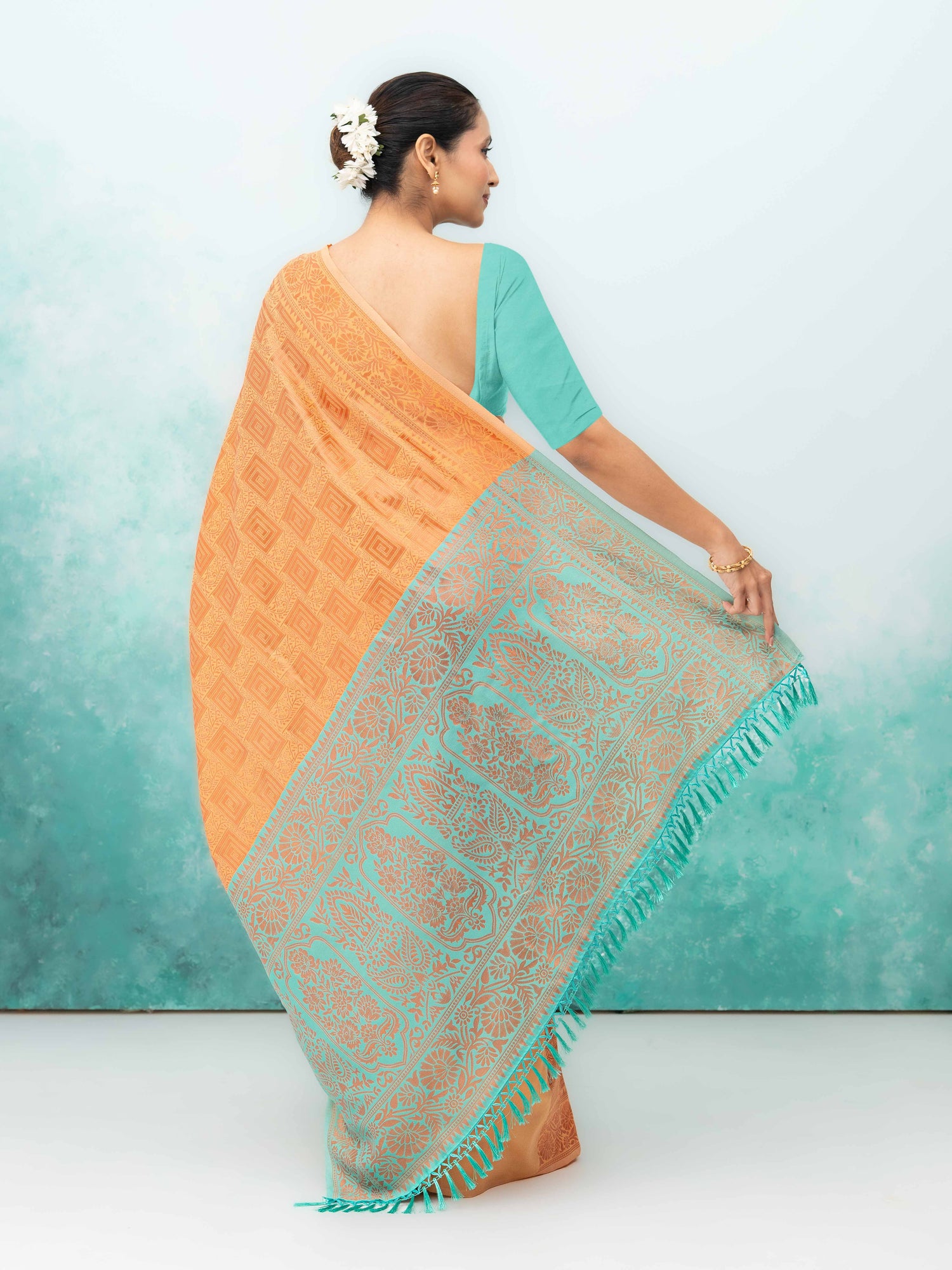 Mustard Yellow Poly Silk Saree