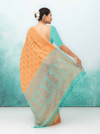 Mustard Yellow Poly Silk Saree