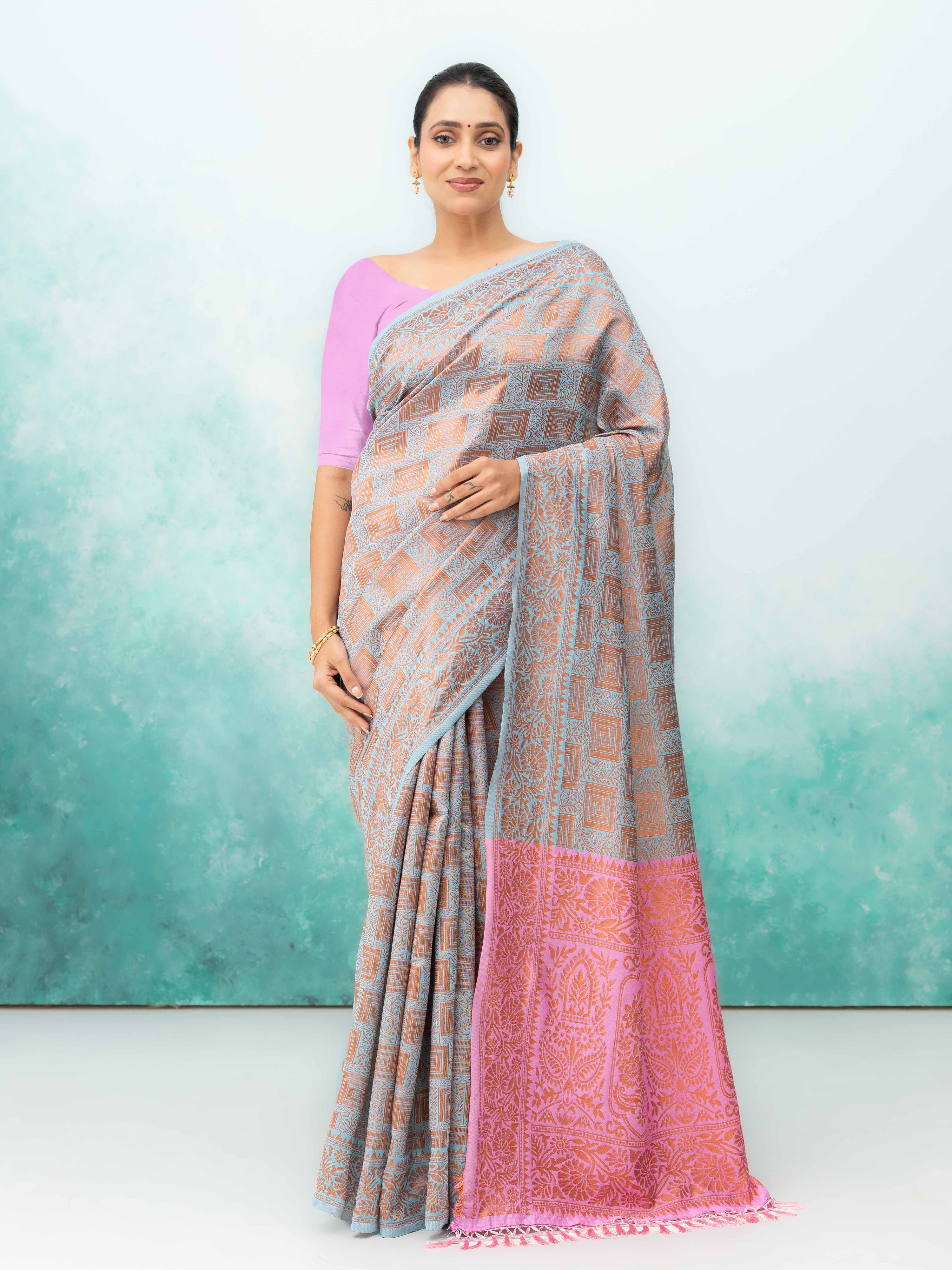 Gray Poly Silk Saree
