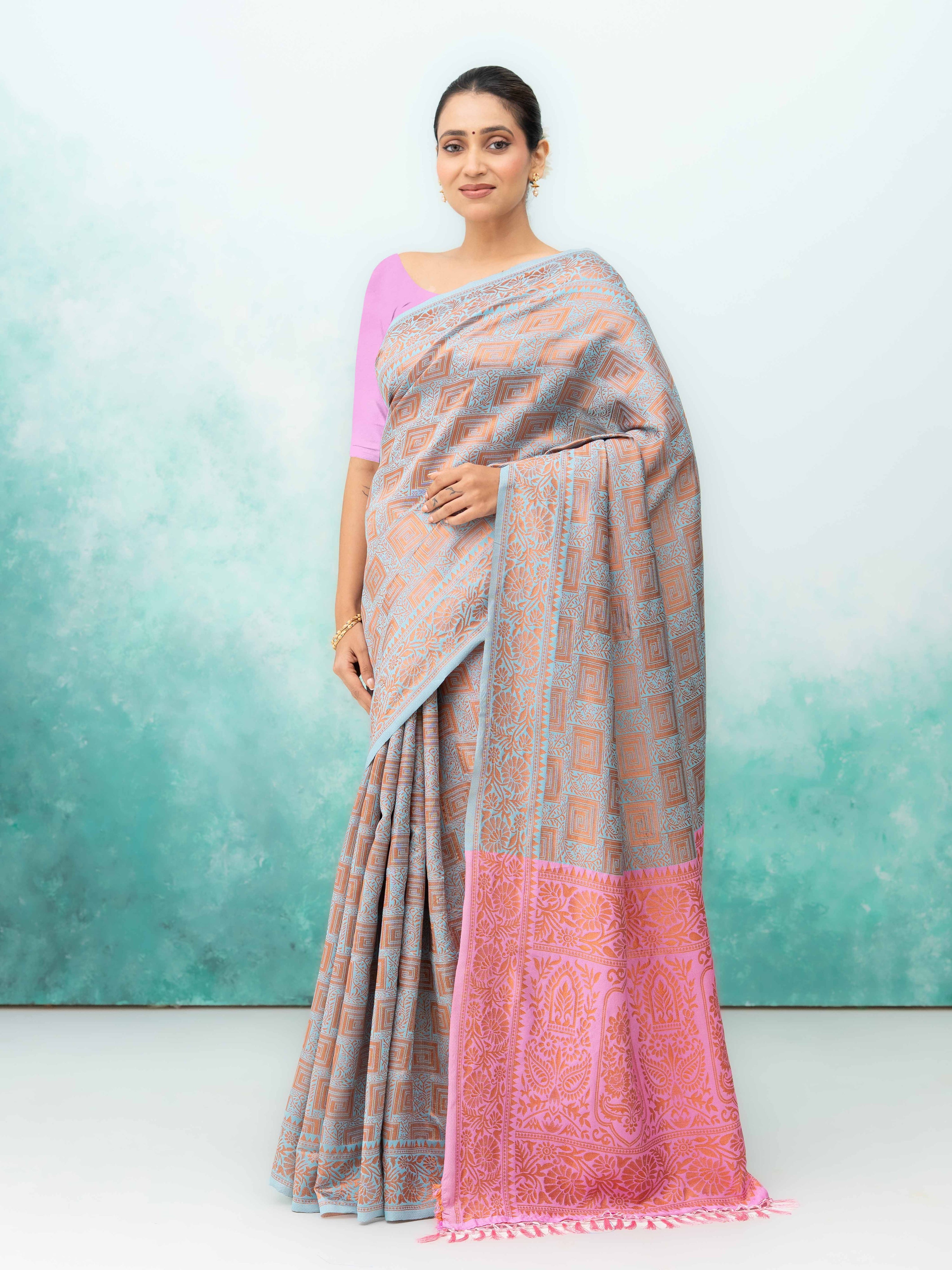 Gray Poly Silk Saree