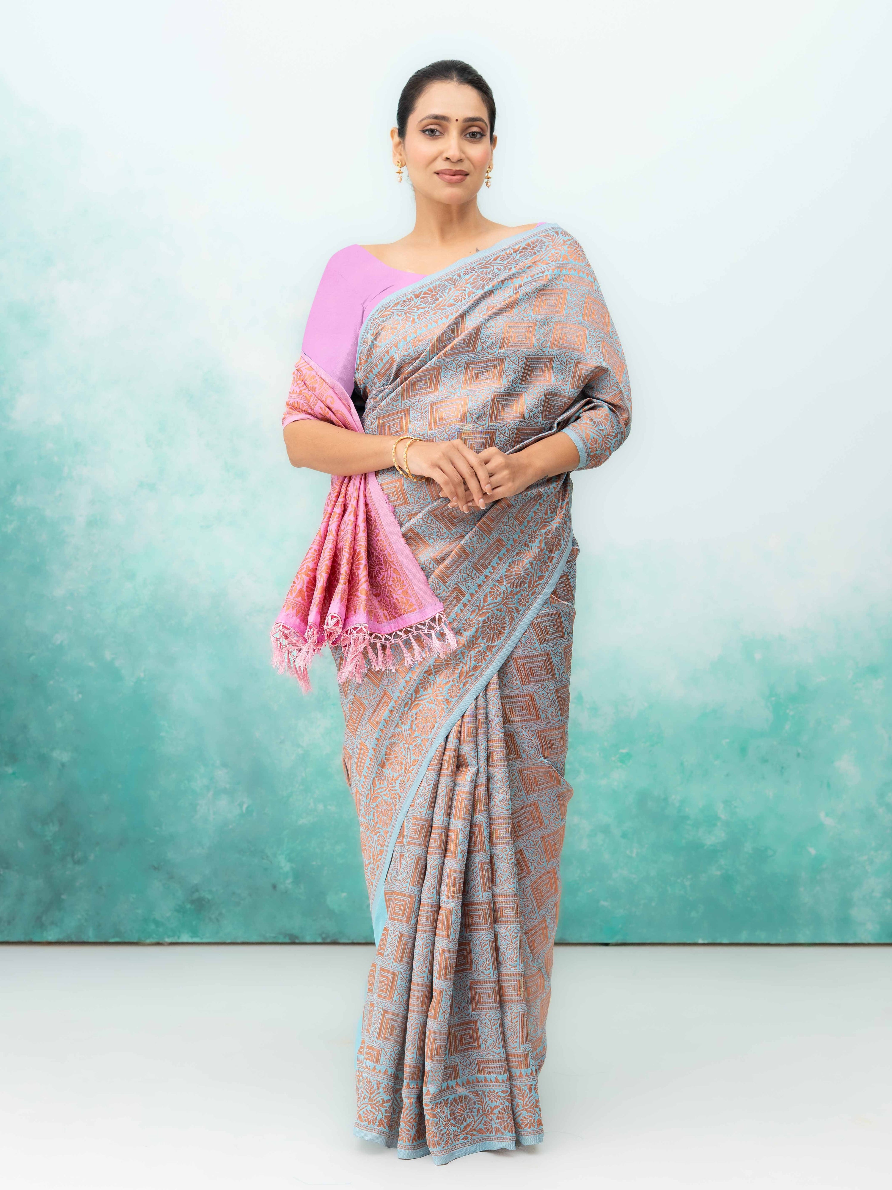 Gray Poly Silk Saree