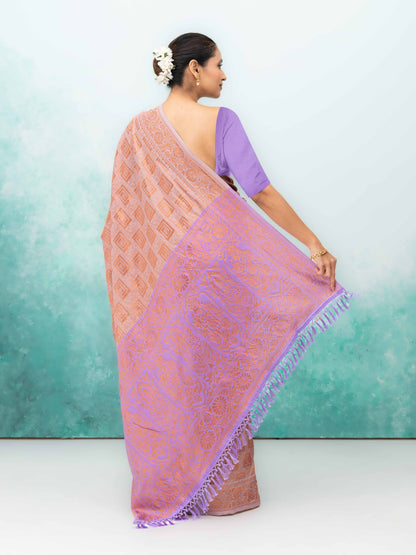 Peach Poly Silk Saree
