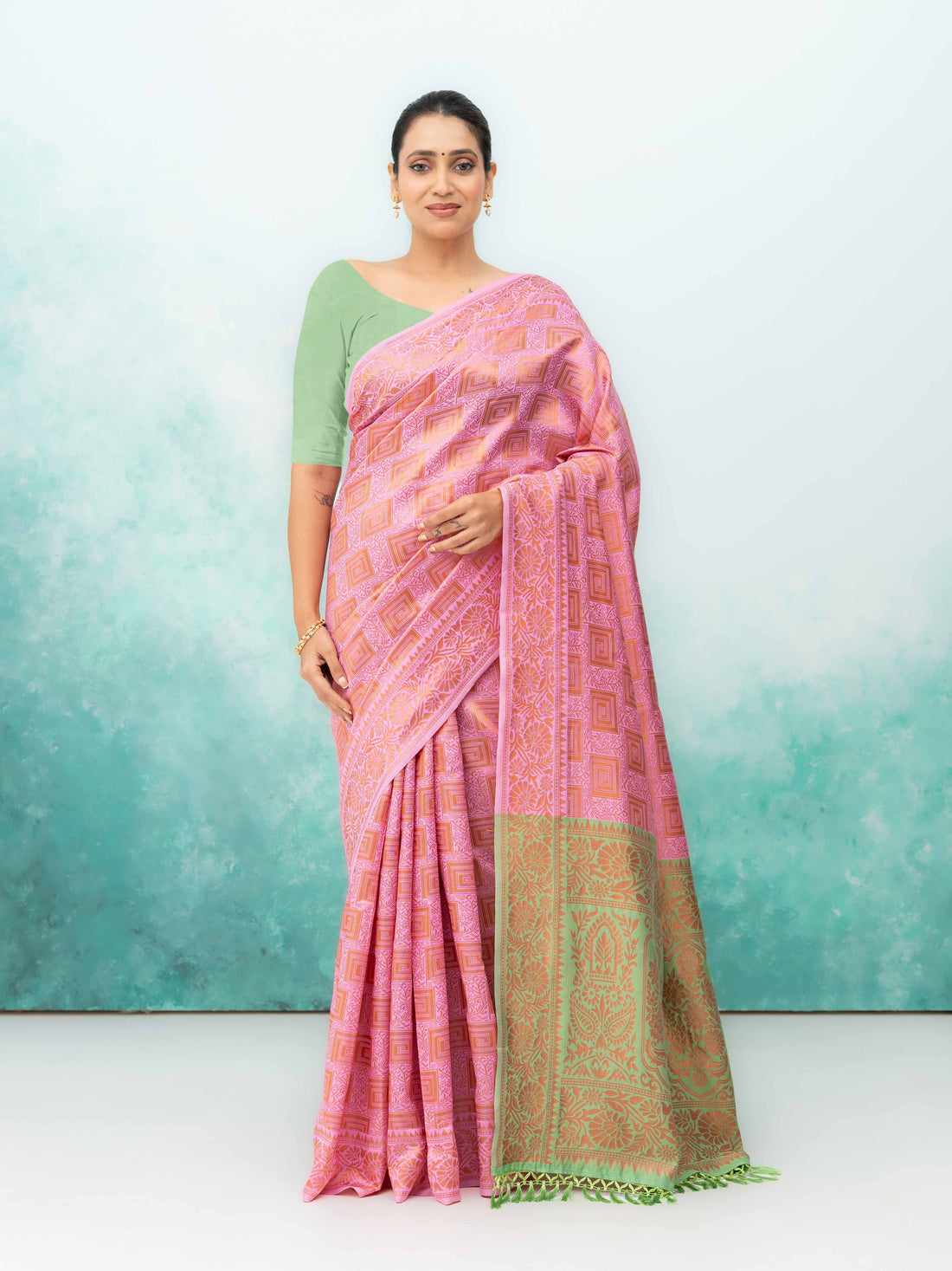 Pink Poly Silk Saree