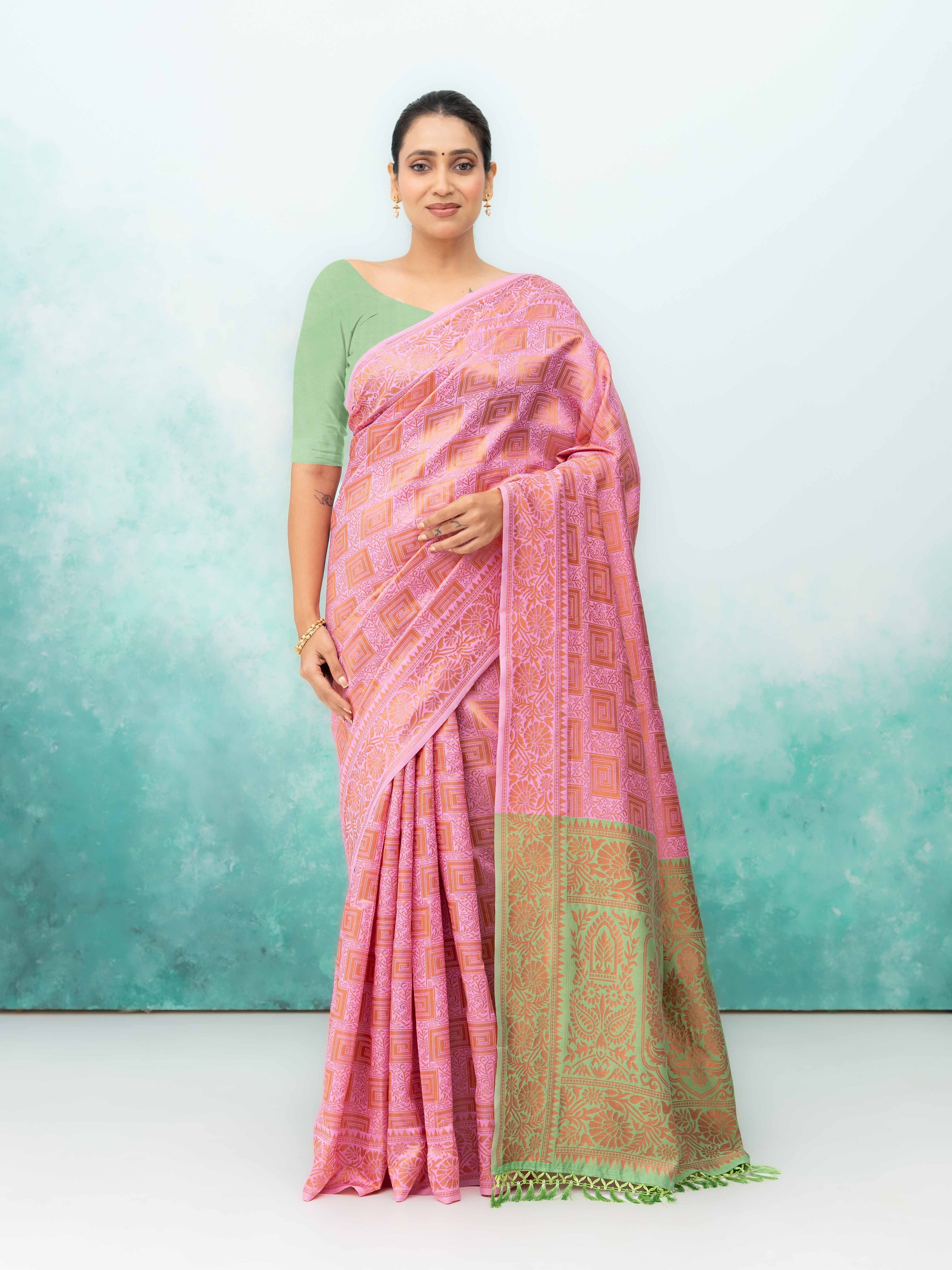 Pink Poly Silk Saree