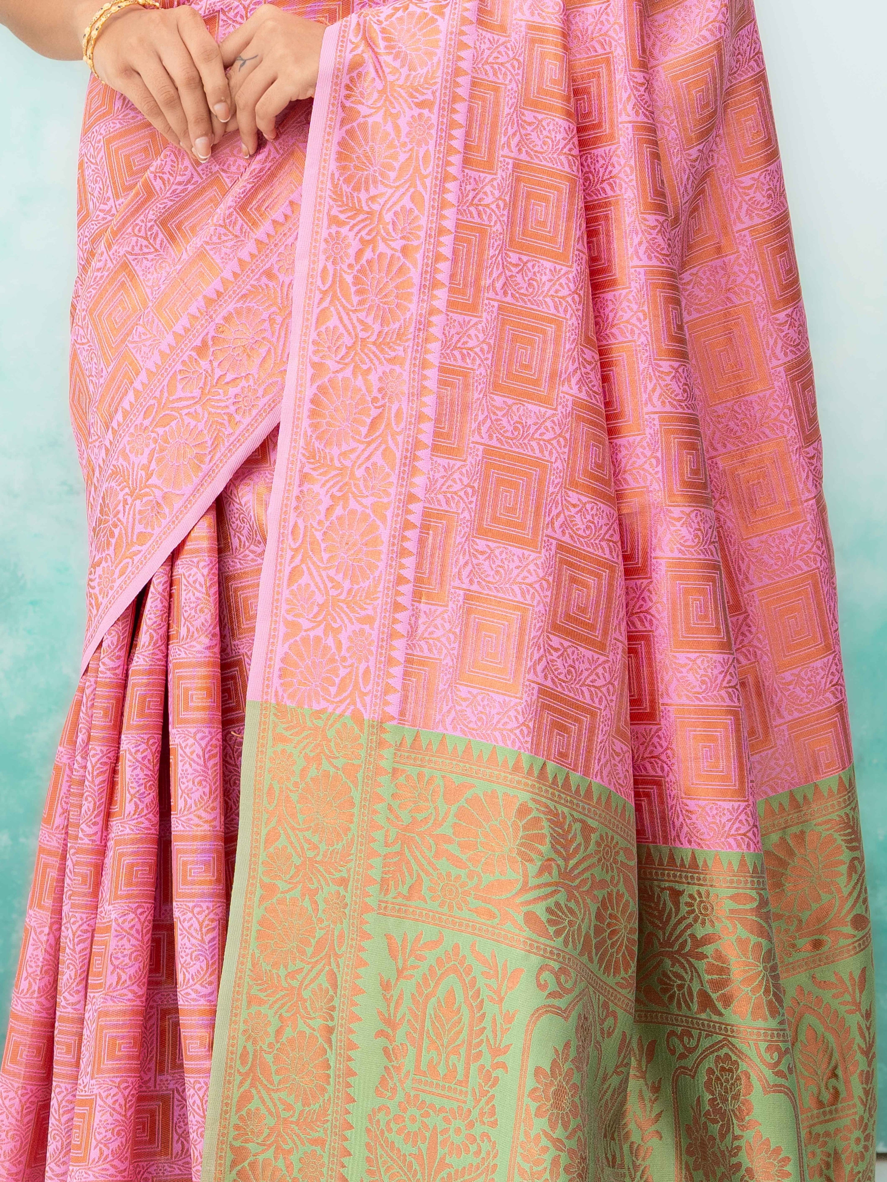 Pink Poly Silk Saree