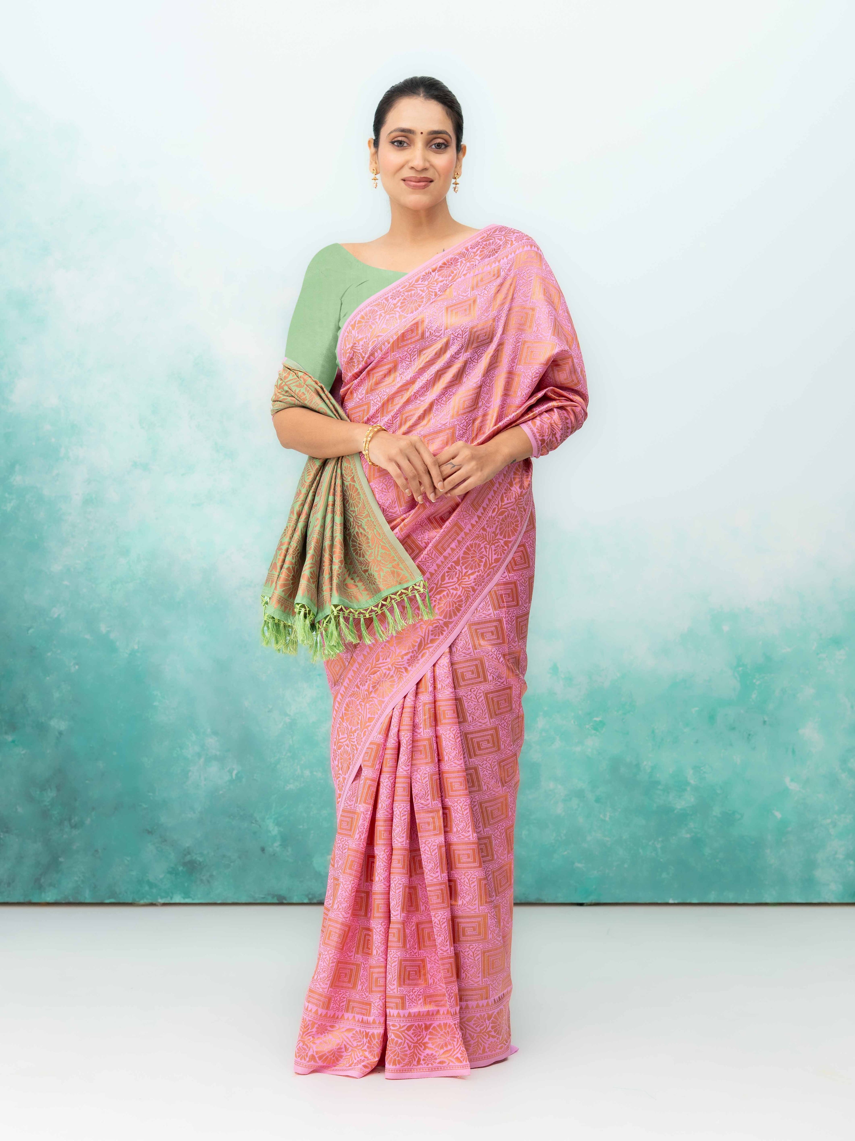 Pink Poly Silk Saree