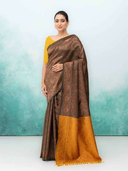 Dark Green Poly Silk Saree