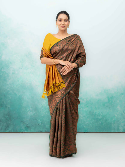 Dark Green Poly Silk Saree