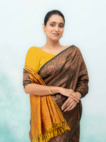 Dark Green Poly Silk Saree