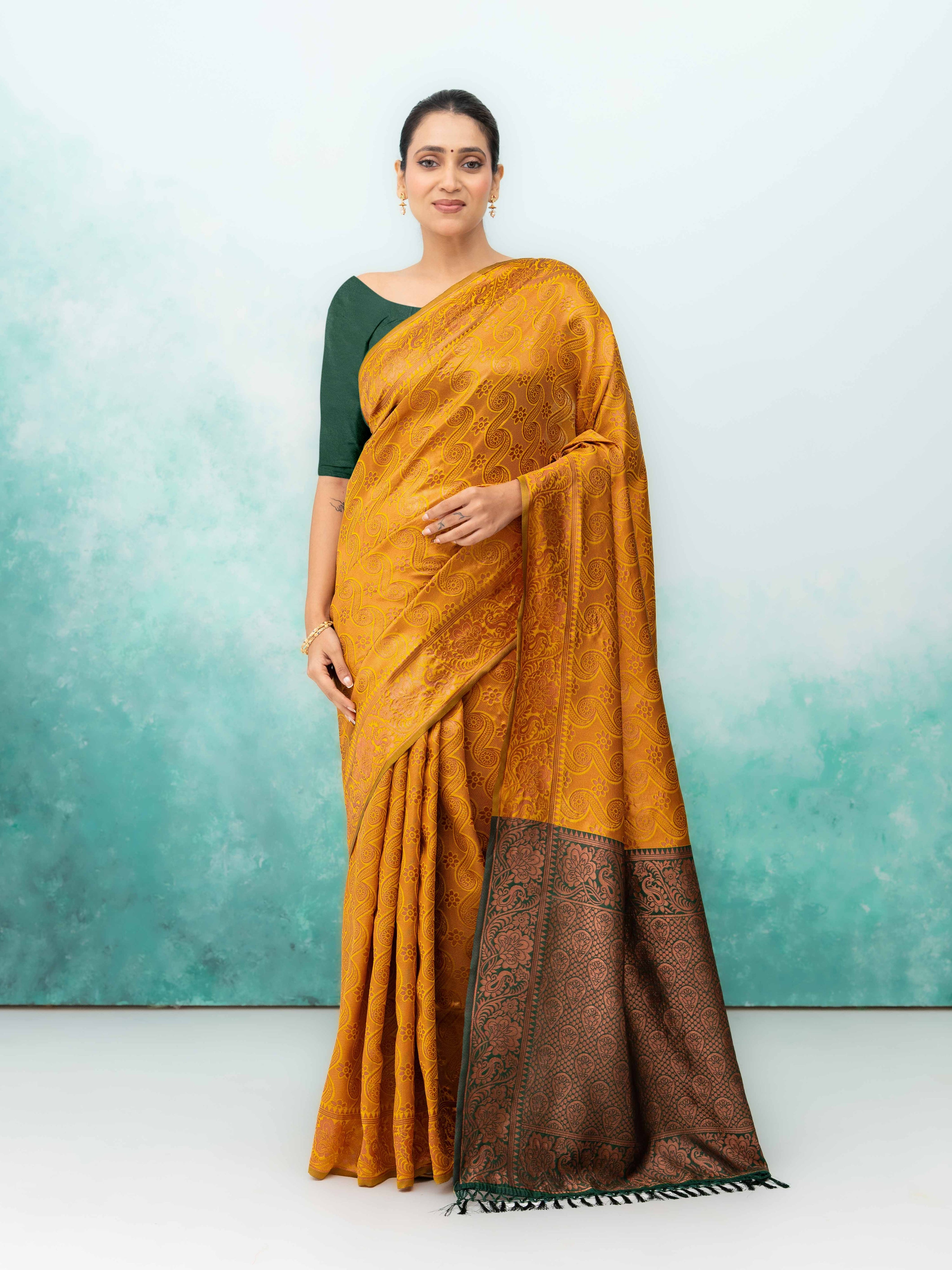 Yellow Poly Silk Saree