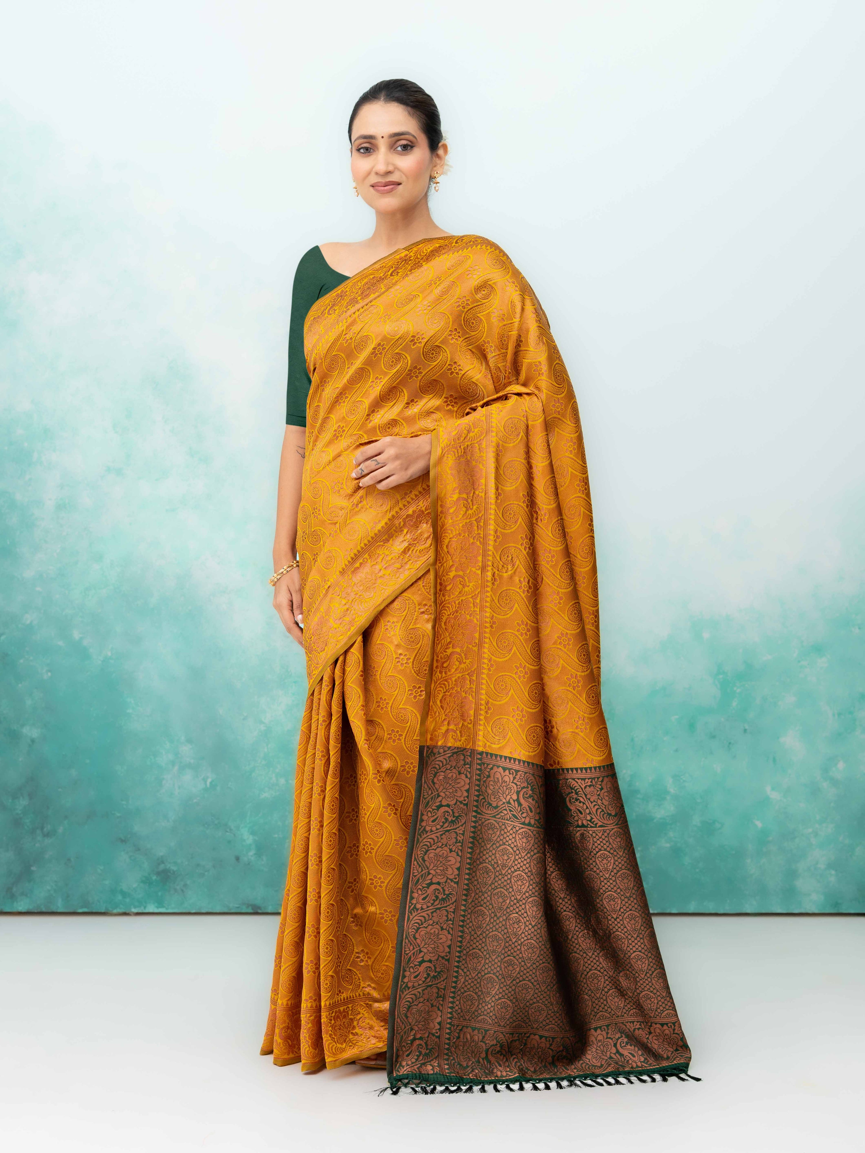Yellow Poly Silk Saree