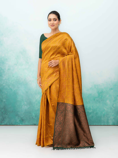 Yellow Poly Silk Saree