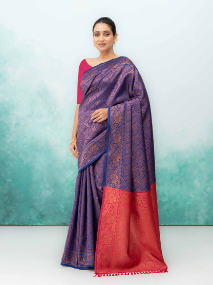 Blue Poly Silk Saree