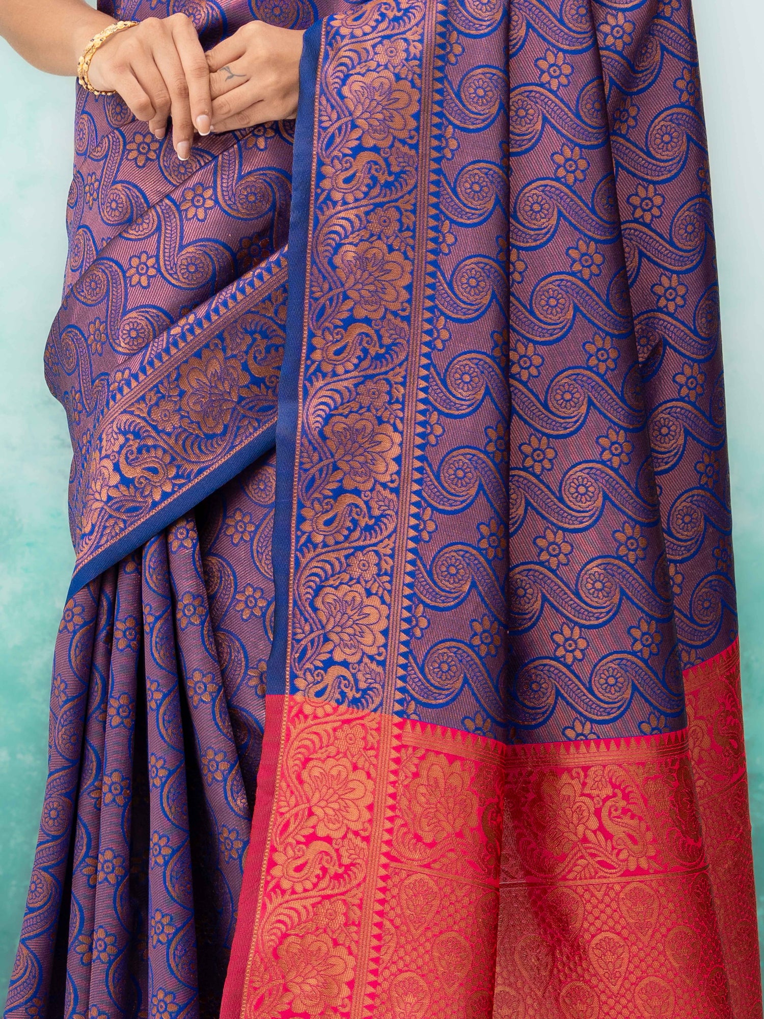 Blue Poly Silk Saree