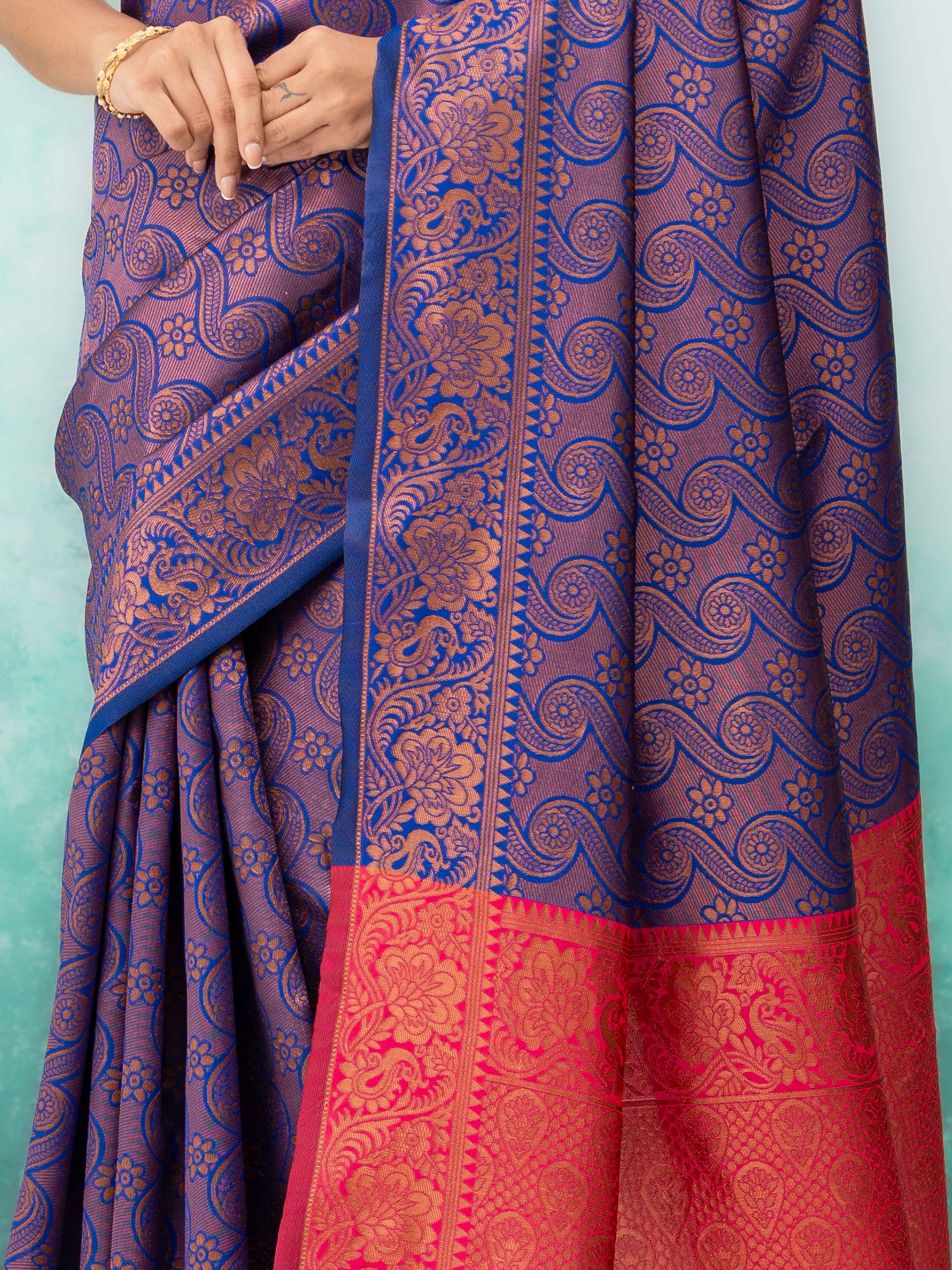 Blue Poly Silk Saree