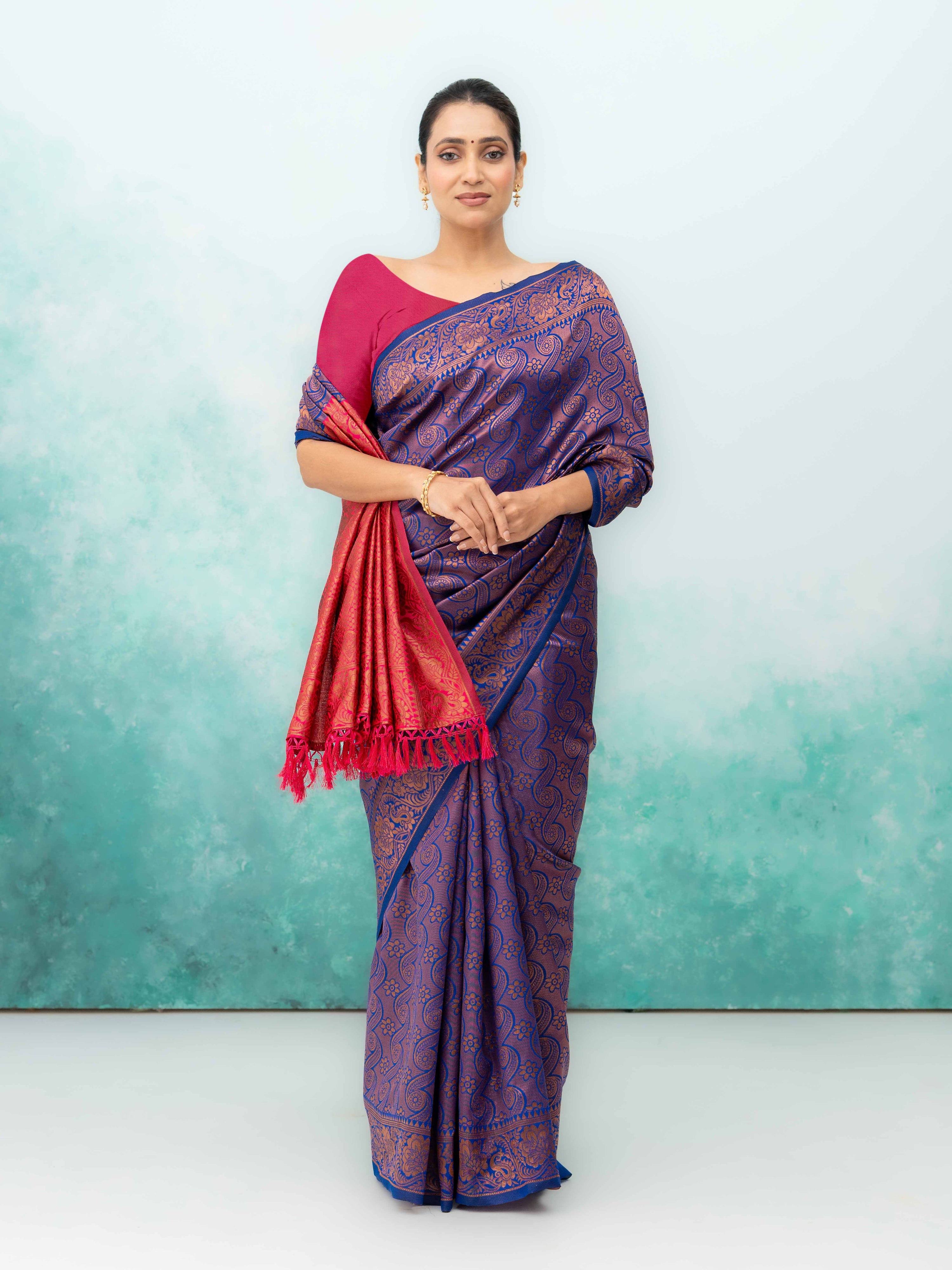 Blue Poly Silk Saree