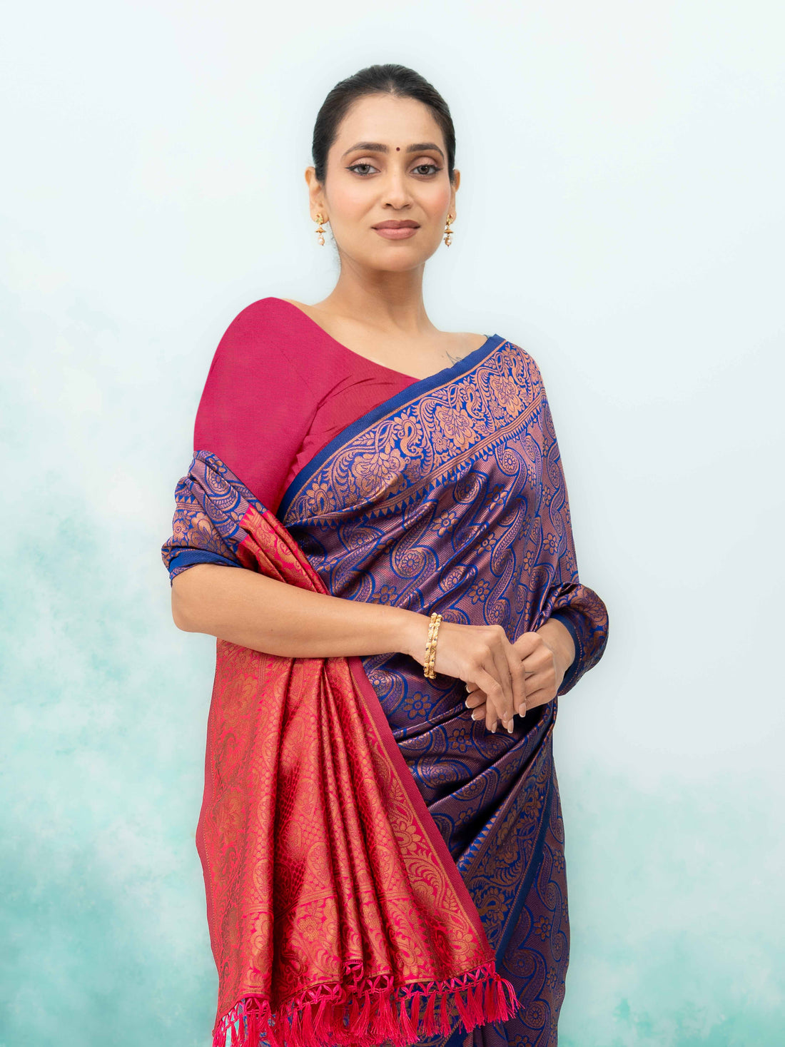 Blue Poly Silk Saree