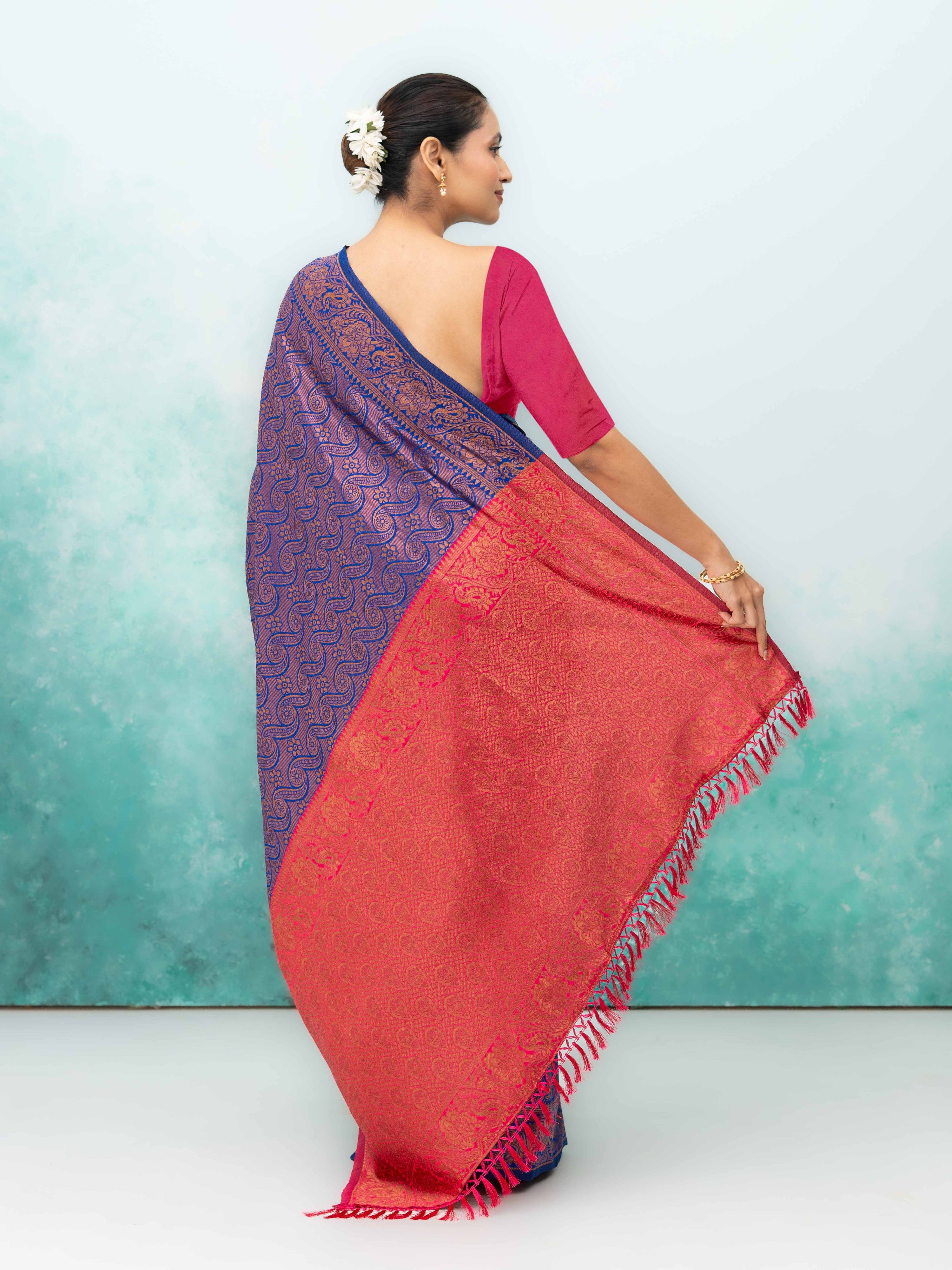 Blue Poly Silk Saree