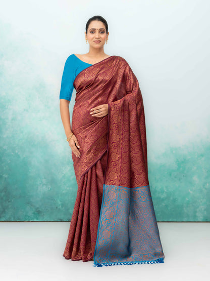 Maroon Poly Silk Saree