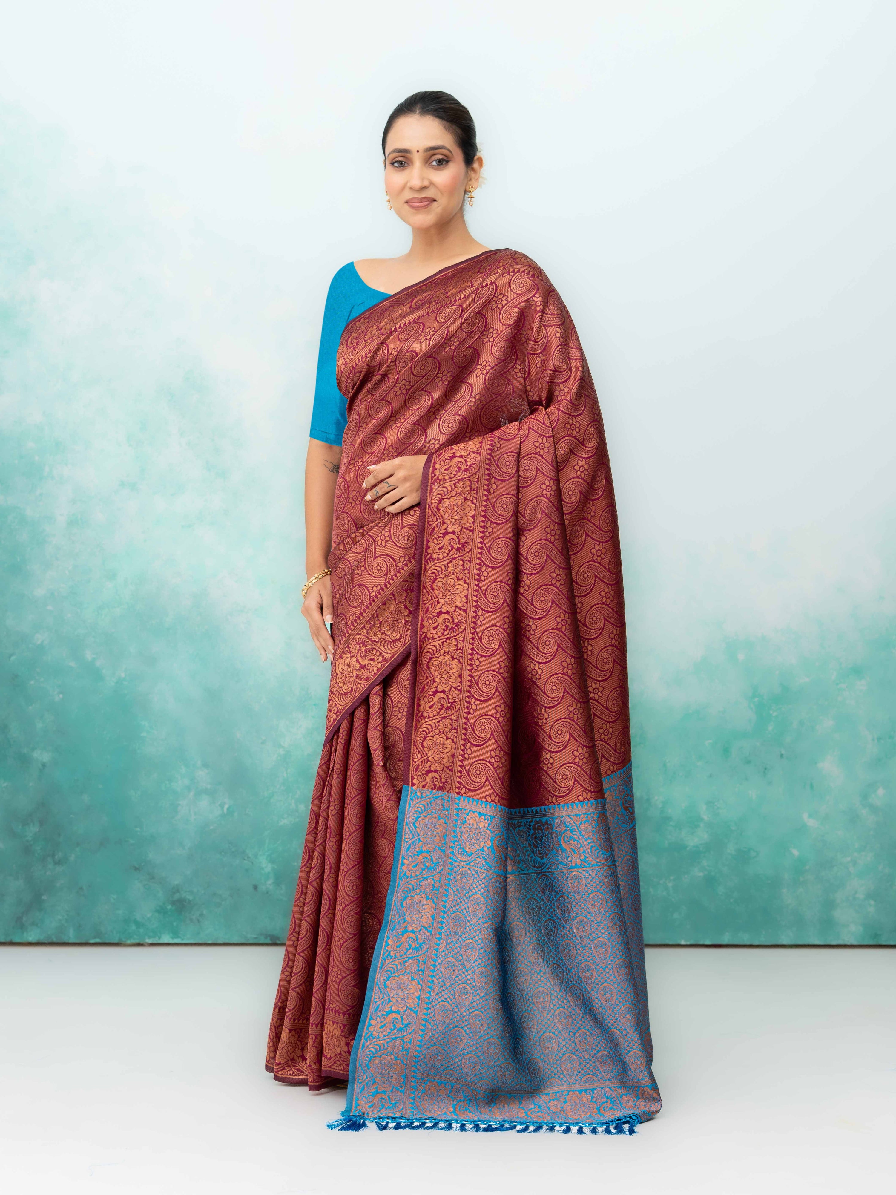 Maroon Poly Silk Saree