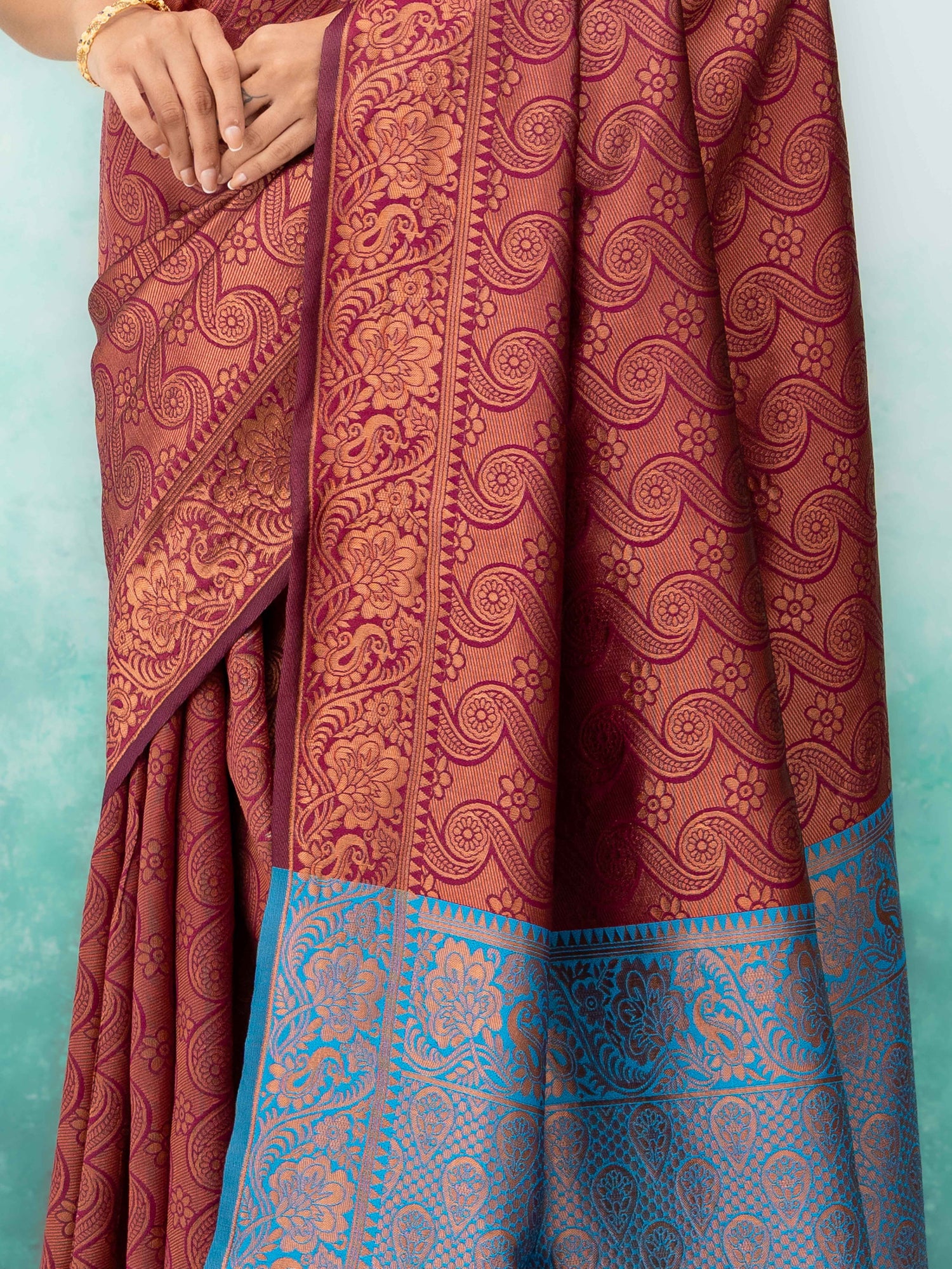 Maroon Poly Silk Saree
