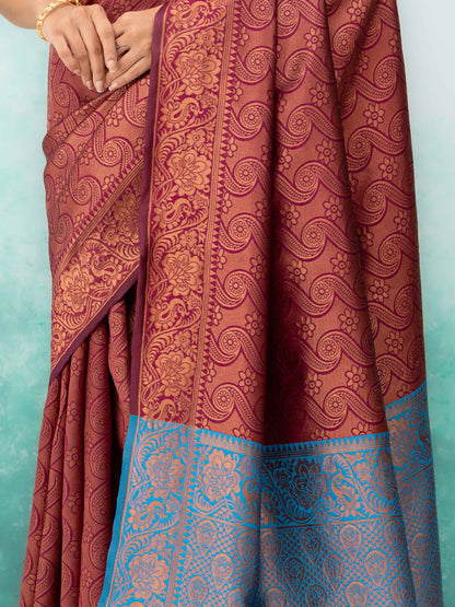Maroon Poly Silk Saree