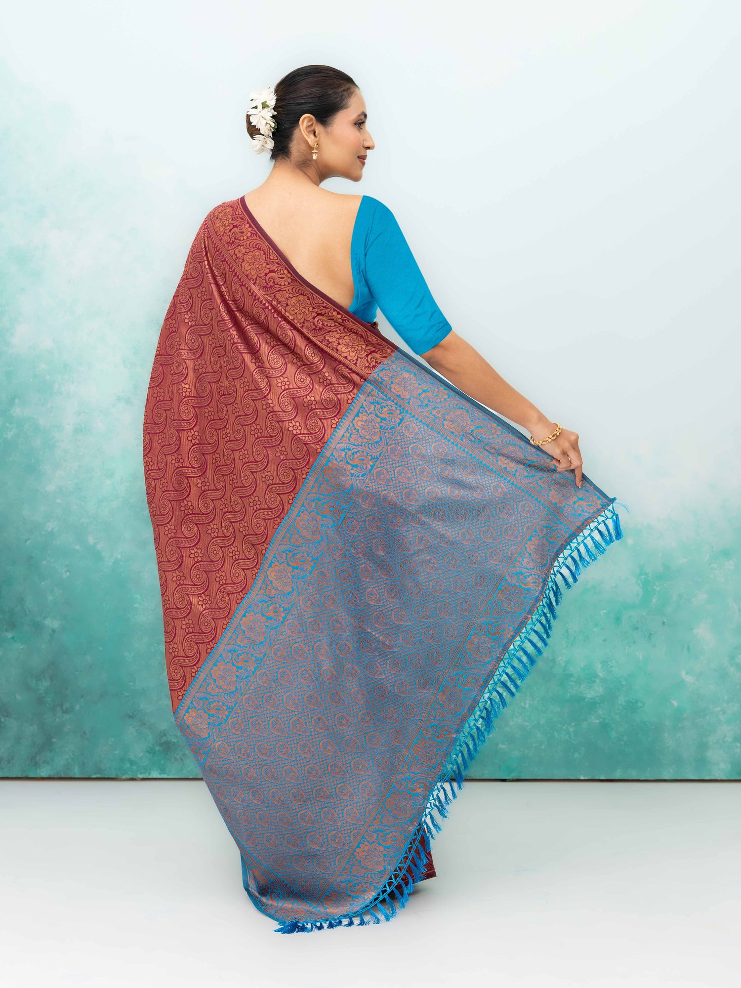 Maroon Poly Silk Saree