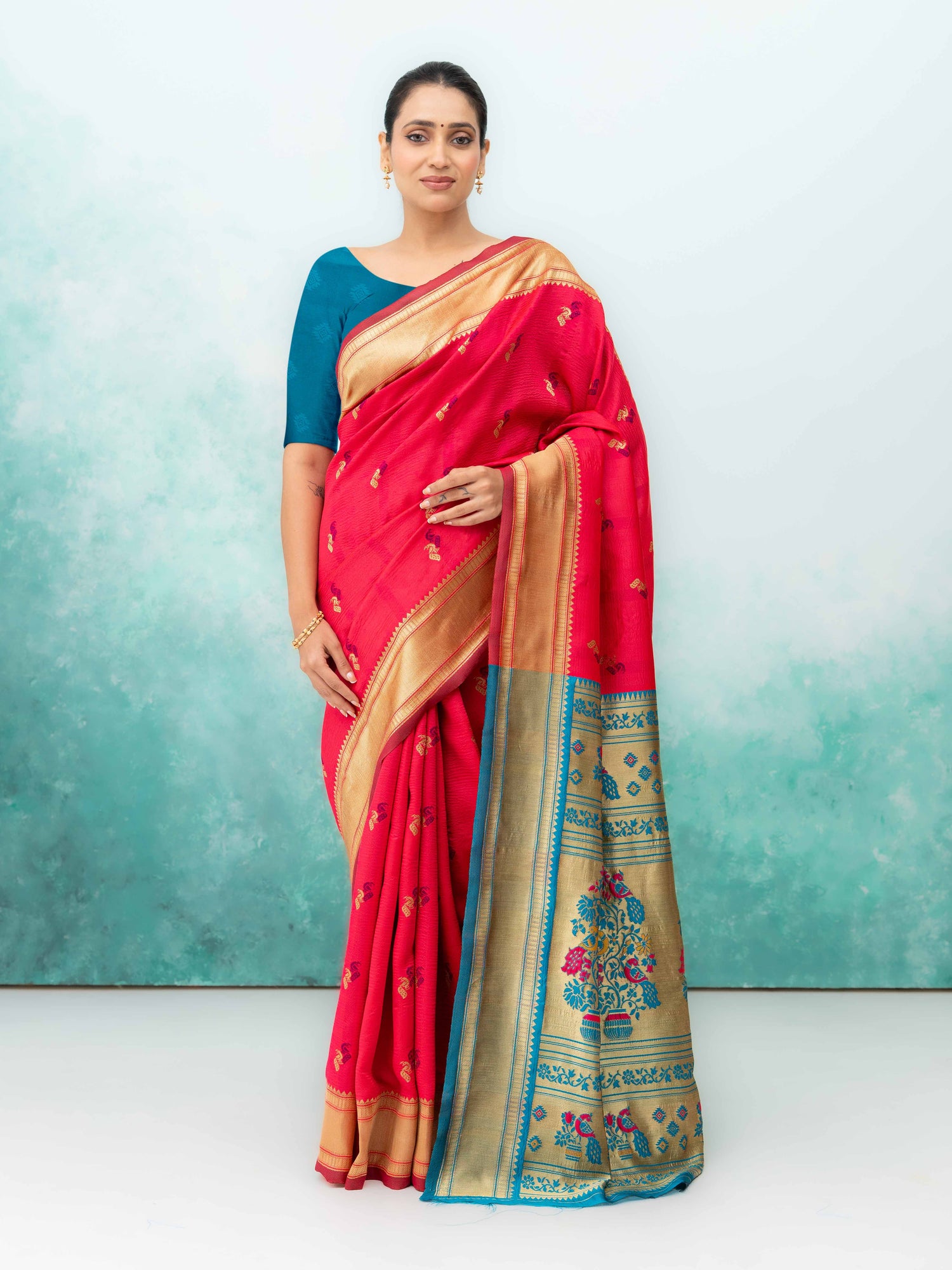Pink Paithani Silk Saree