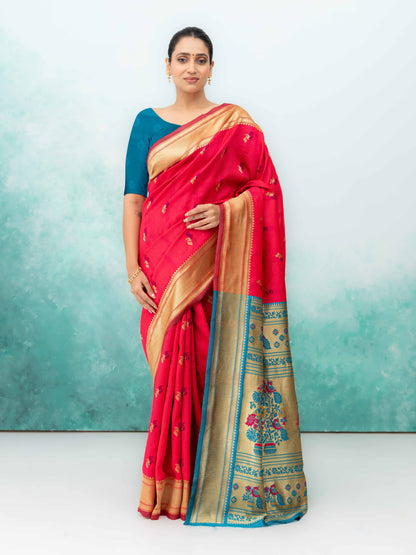 Pink Paithani Silk Saree