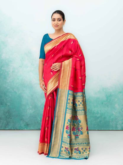 Pink Paithani Silk Saree