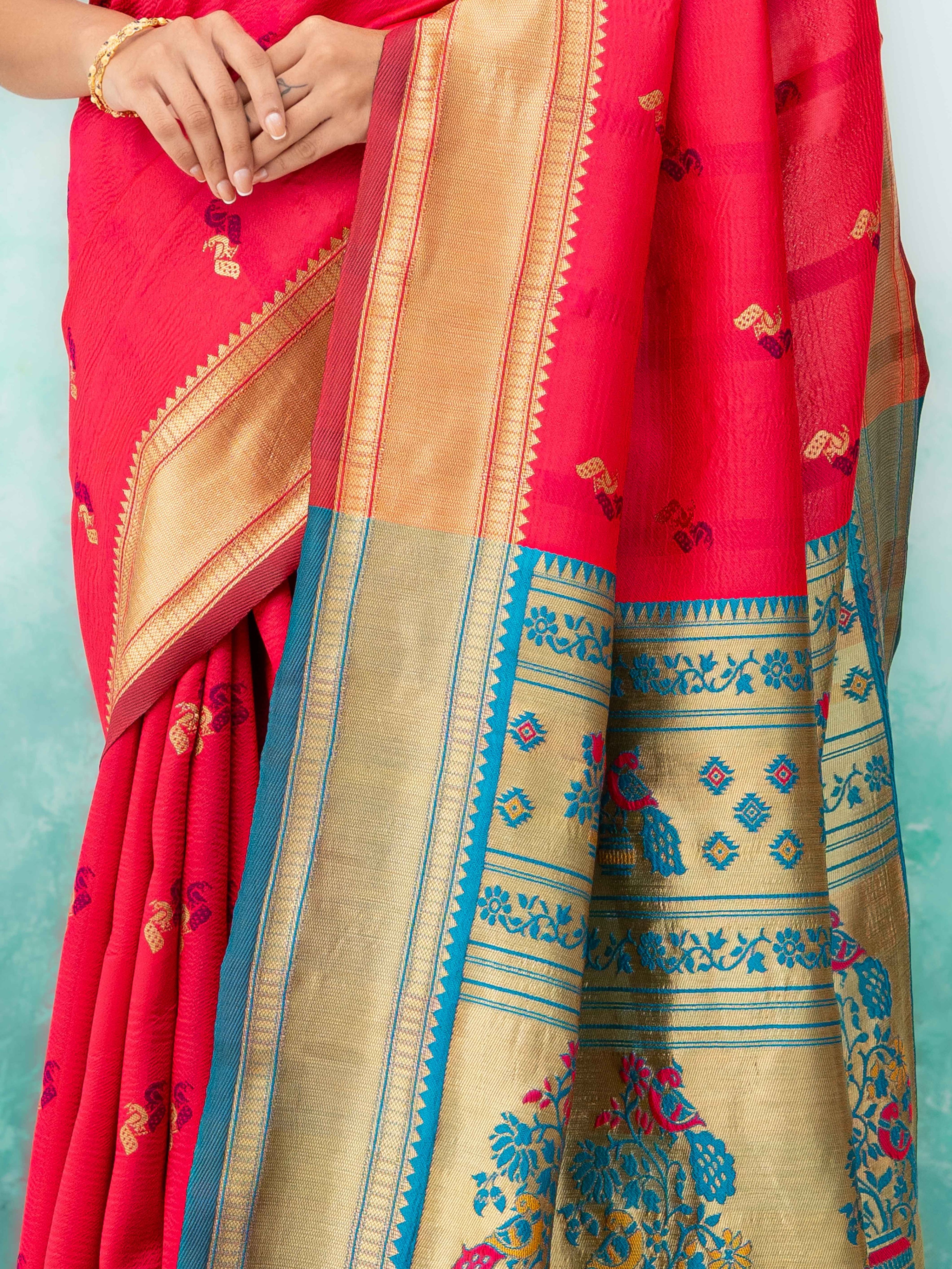Pink Paithani Silk Saree
